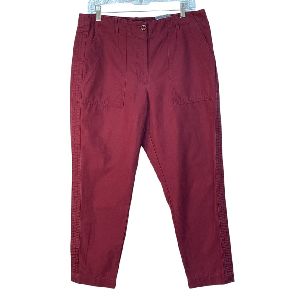 Talbots Slim Cargo Pants Burgundy Ankle Length Petite Size 12P Cotton Blend